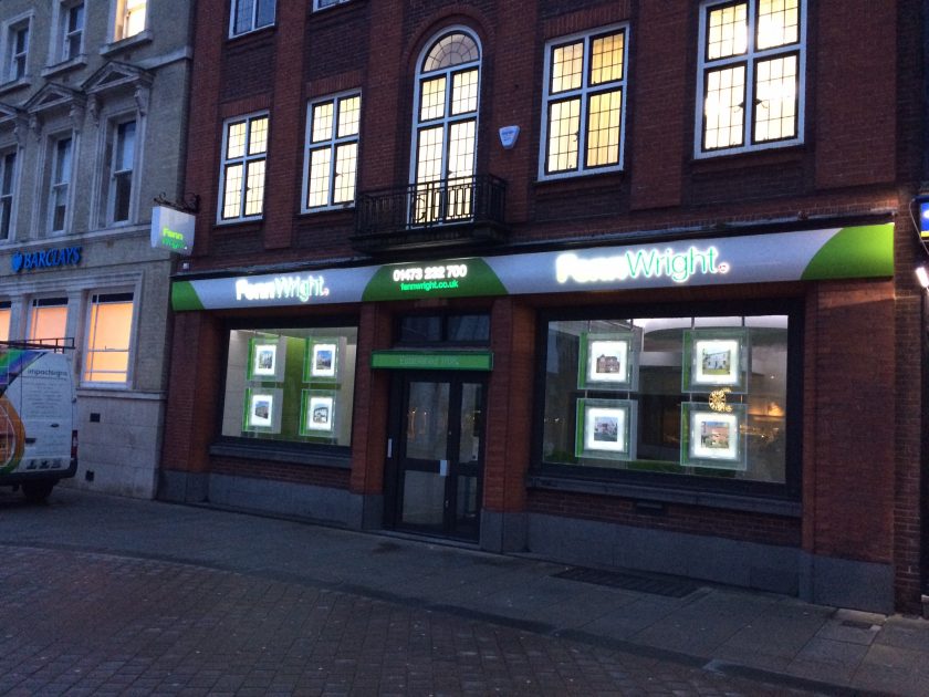 Illuminated sign for Fenn Wright. Produced by Impact Signs
