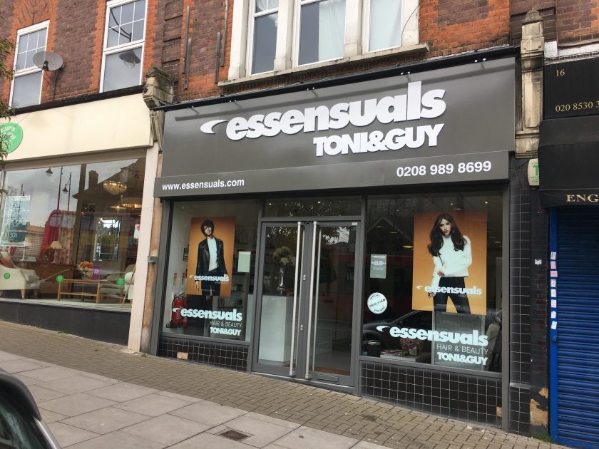 Building Signs - High street sign for Toni & Guy. Produced by Impact Signs.